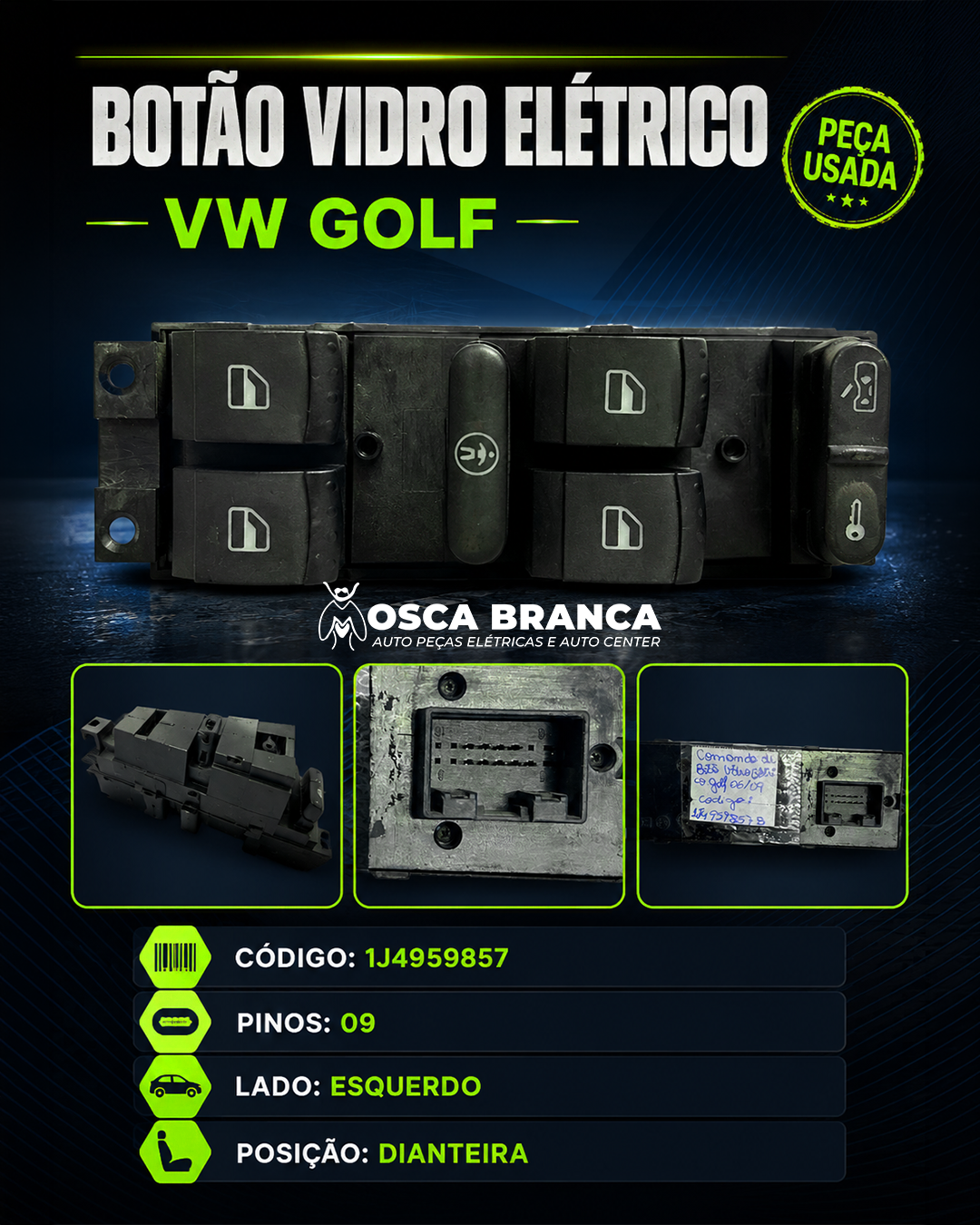 Botão Vidro Elétrico Golf 06/09 Esq 1J4959857B - Imagem 6
